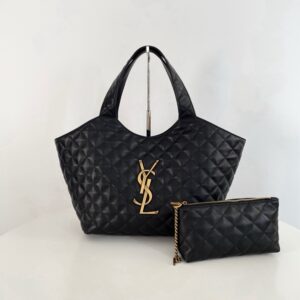 생로랑 이카르 미디움 나파 퀼티드 블랙 ICARE