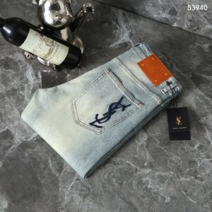 국내배송)생로랑 로고자수 데님