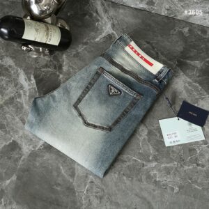 국내배송)프라다 밀라노 삼각로고 패치워싱데님