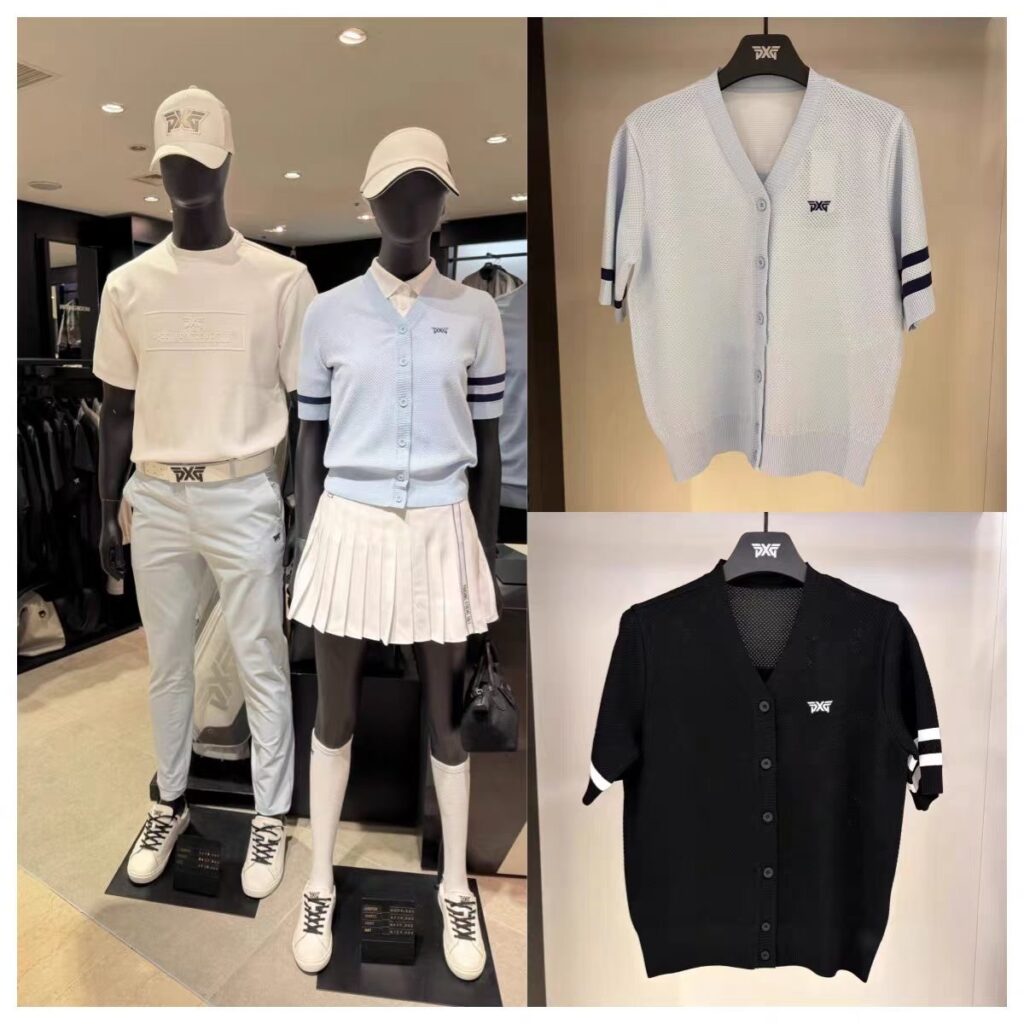 PXG 골프 여성 숏 슬리브 니트 가디건 반팔