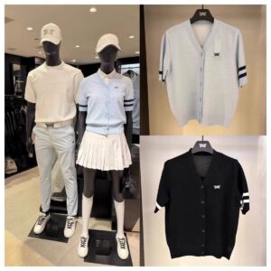 PXG 골프 여성 숏 슬리브 니트 가디건 반팔