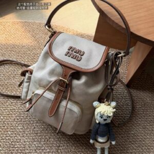 미우미우 캔버스 가죽백팩