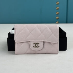 샤넬 캐비어 라이트핑크 똑딱 카드지갑