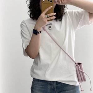 𝗖𝗘𝗟𝗜𝗡𝗘 여성 자수 면 저지 루즈 티