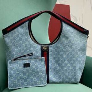 구찌 질리오 라지 토트 데님