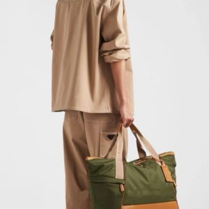 프라다 리나일론 가죽 트래블 백