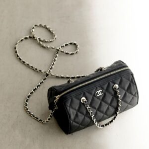 샤넬 25P 캐비어 스몰 볼링백 (블랙/화이트)