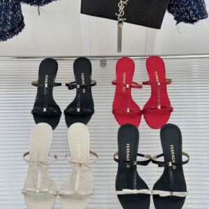 페라가모 26FW 뉴 T-스트랩 보우 하이힐 뮬