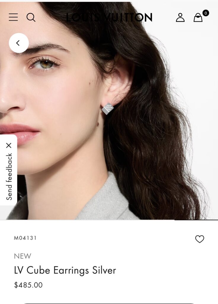루이비통 Cube Earrings Silver