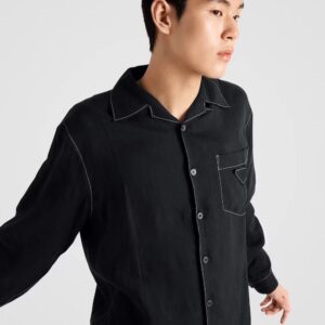 프라다 아웃스티치 린넨 셔츠