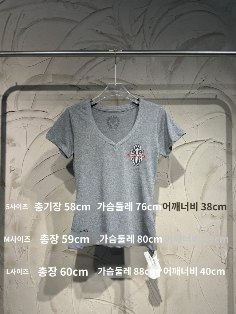 크롬하츠 여성 크로스 V네크 티셔츠