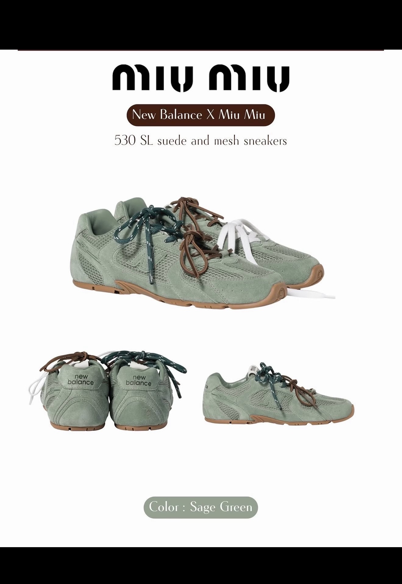 New Balance X Miu Miu 530 SL 매쉬 스니커즈 - 이미지 4