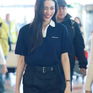 미우미우 남녀공용 화이트 칼라 폴로 셔츠