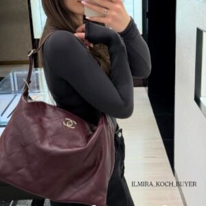 샤넬 맥시 호보백 버건디