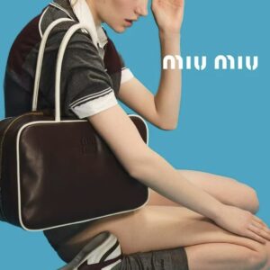 미우미우 가죽 보 백 파이핑