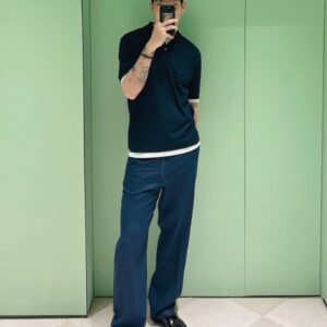 프라다 네이비 린넨 팬츠