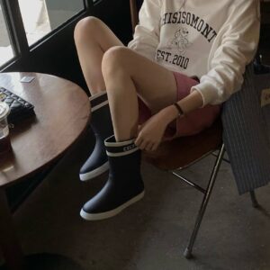 셀린느 내추럴러버 플랫 하프 레인부츠
