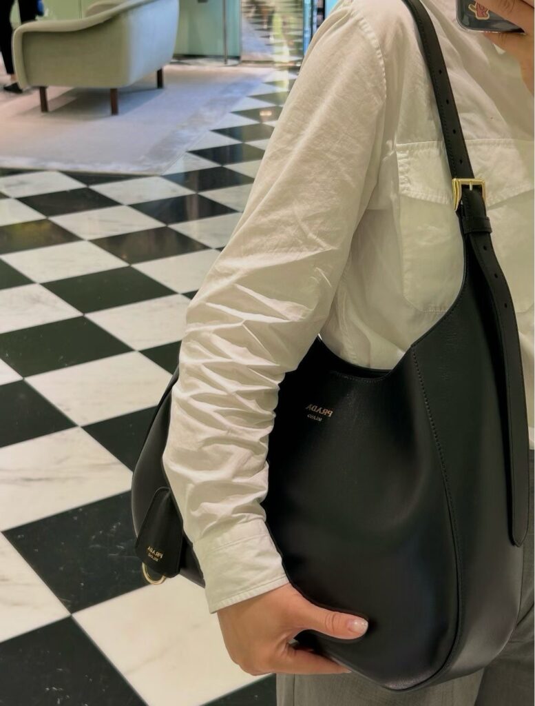 프라다 부기 라지 래더 호보백
