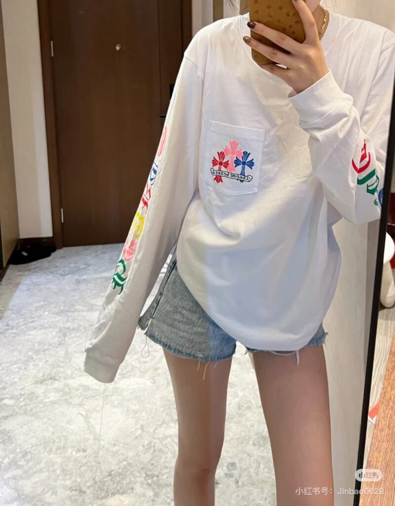 크롬하트 컬러 레터링 포켓 롱 슬리브