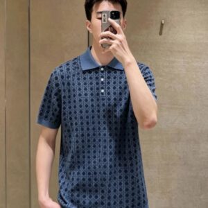 디올 패턴 니트 폴로 셔츠