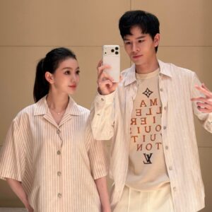 루이비통 스트라이프 실크 셔츠