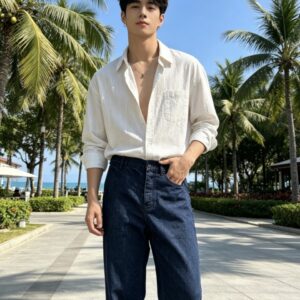 프라다 메탈로고 생지 데님