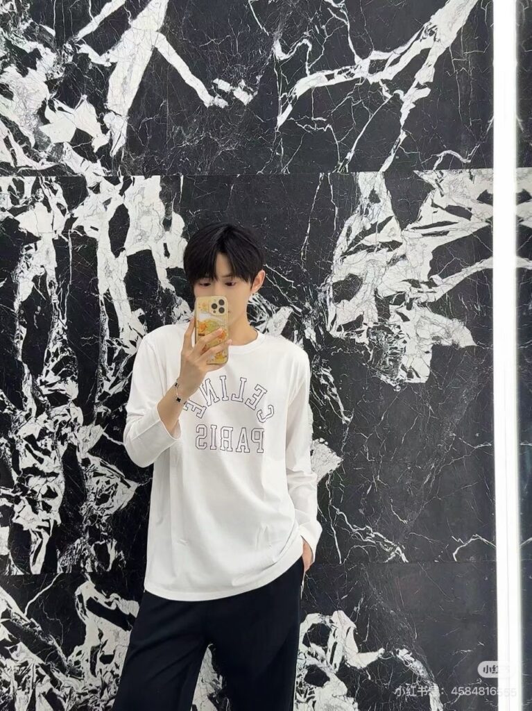 샐란느 반원 로고 레터링 롱 슬리브