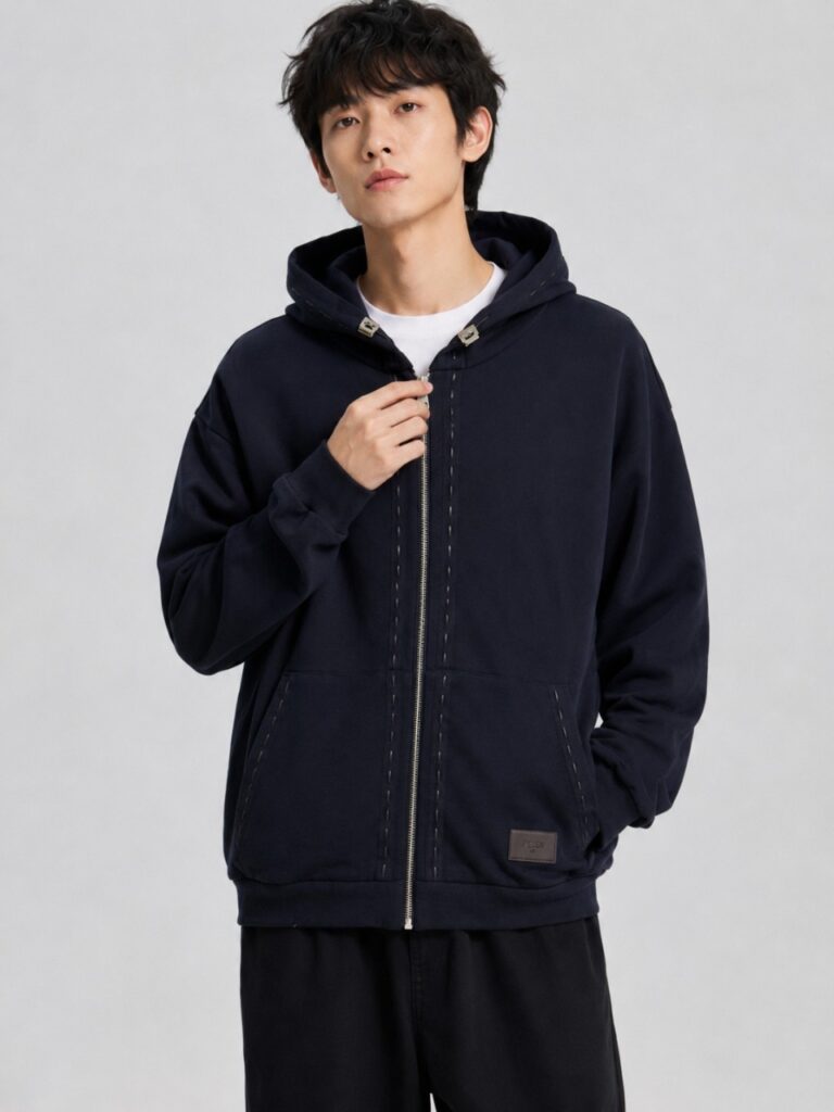 펜디 가죽 라인스티치 후드 집업