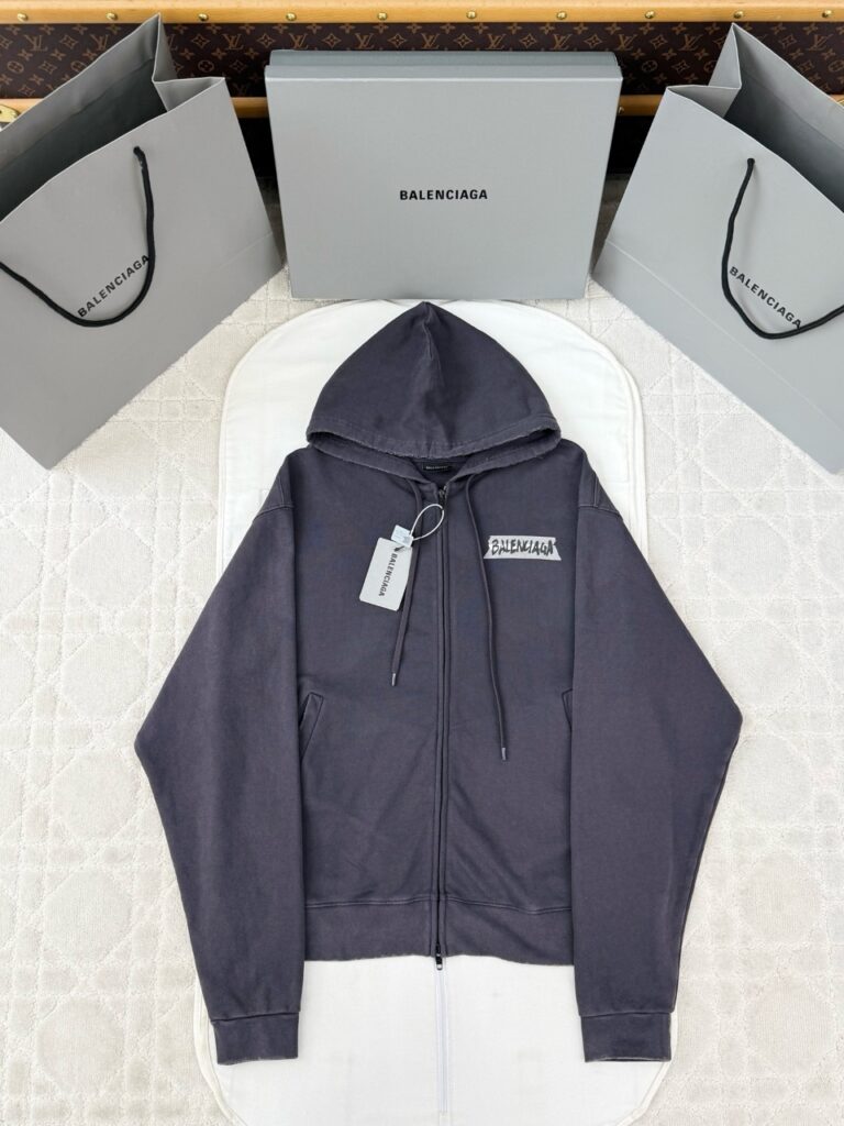 발렌시아가 로고테프 후드 집업