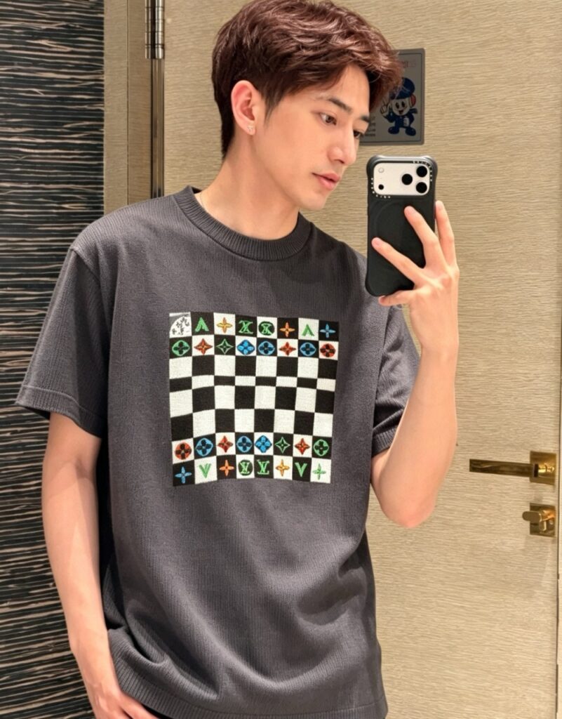 룽비통 체크 보드 반팔 티셔츠