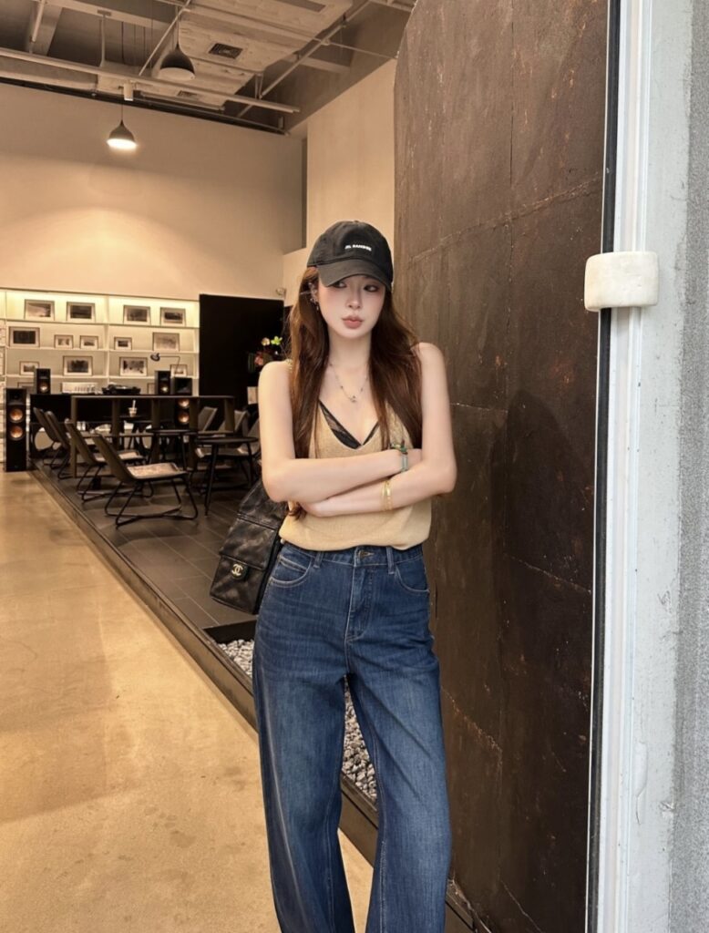 생로랑 세미 와이드핏 스트레이트 데님