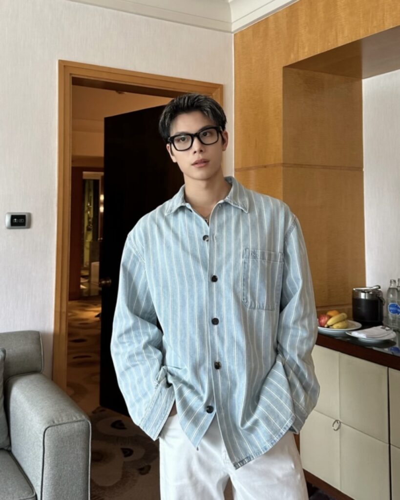 디올 스트라이프 면 트윌 셔츠