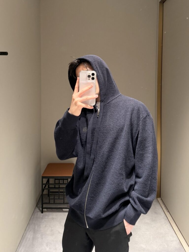로에베 울 루프 후드 집업 가디건