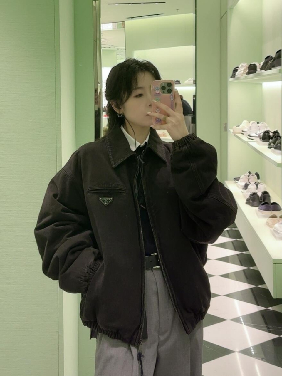 프라다 삼각로고 데님 블루종 - 이미지 3