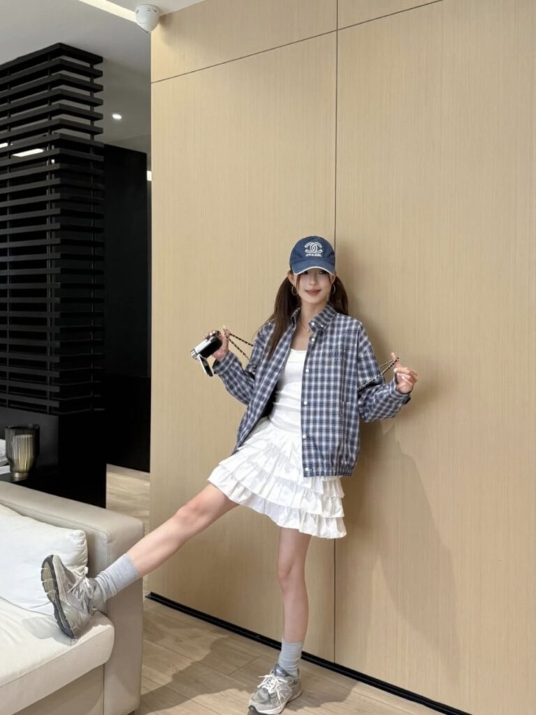 미우미우 빈티지 체크 라펠 자켓