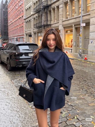 막스마라 핸드메이드 숄 카라 미디 코트